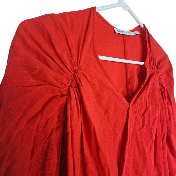 See By Chloe Womens Red Blouse Lightweight Size 4 Holiday Valentines Raw Hem - Picture 5 of 7